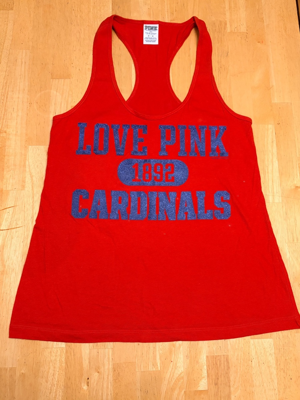 PINK Victoria's Secret STL Cardinals MLB Red Tank Top LOVE PINK Medium